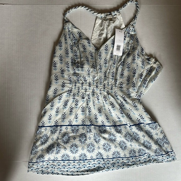 Banana Republic Women's Summer Top, Size: L.  Color: White w Blue - Picture 1 of 4